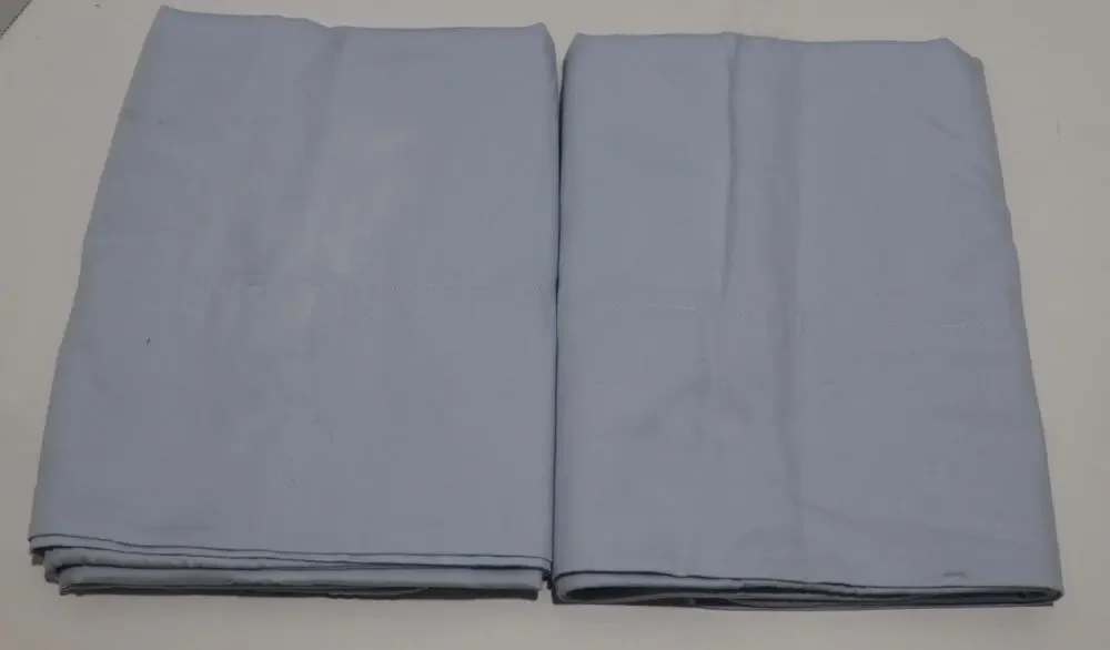 Martha Stewart Pillowcase Pair King Solid Light Blue Cotton 20x36